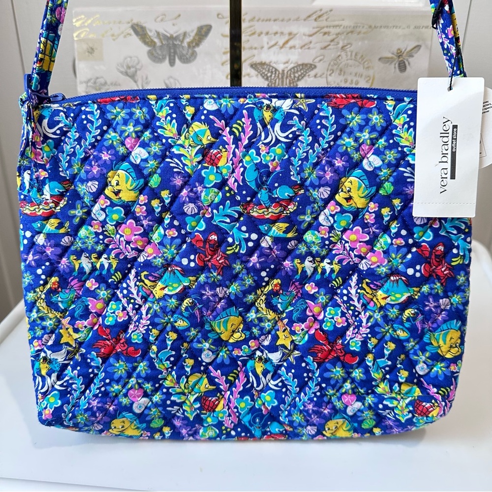 Disney Vera Bradley Little Mermaid large hipster Ariel Floral deep ultramarine - Picture 4 of 8